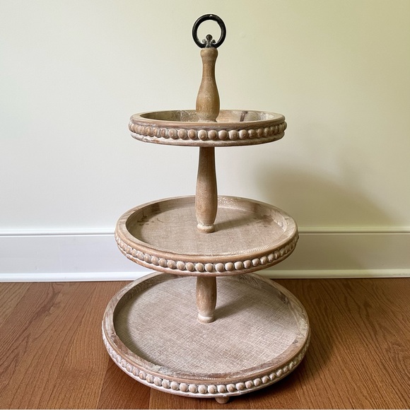 Kirklands Accents Large Three Tier Distressed White Washed